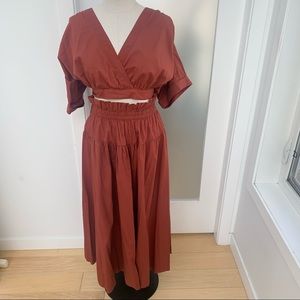 SOLD - Free people rust color crop top and midi skirt set
